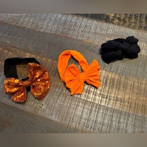 🎃 Halloween Headbands Hair Bows Set of 3 Black Orange Sequins 0-12 months